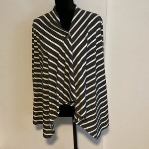 AB Studio Monochrome Striped Waterfall Cardigan